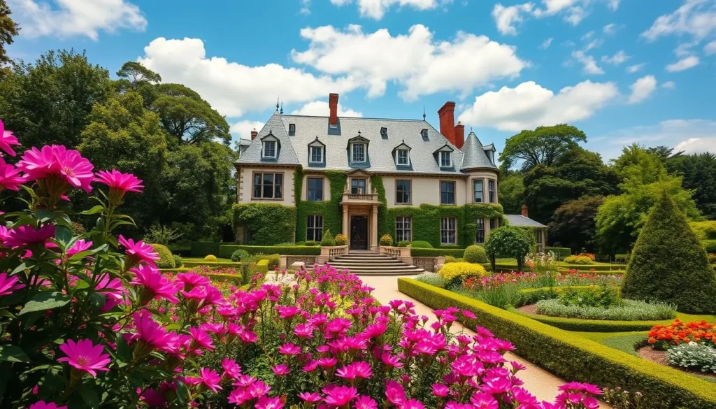 An image of Grey Towers National Historic Site, showcasing its French chateau-style mansion and beautifully maintained gardens.