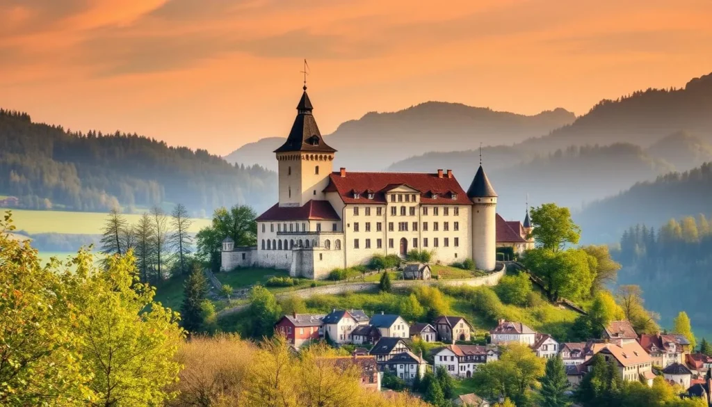 An image of Gutenberg Castle perched on a hill above the village of Balzers