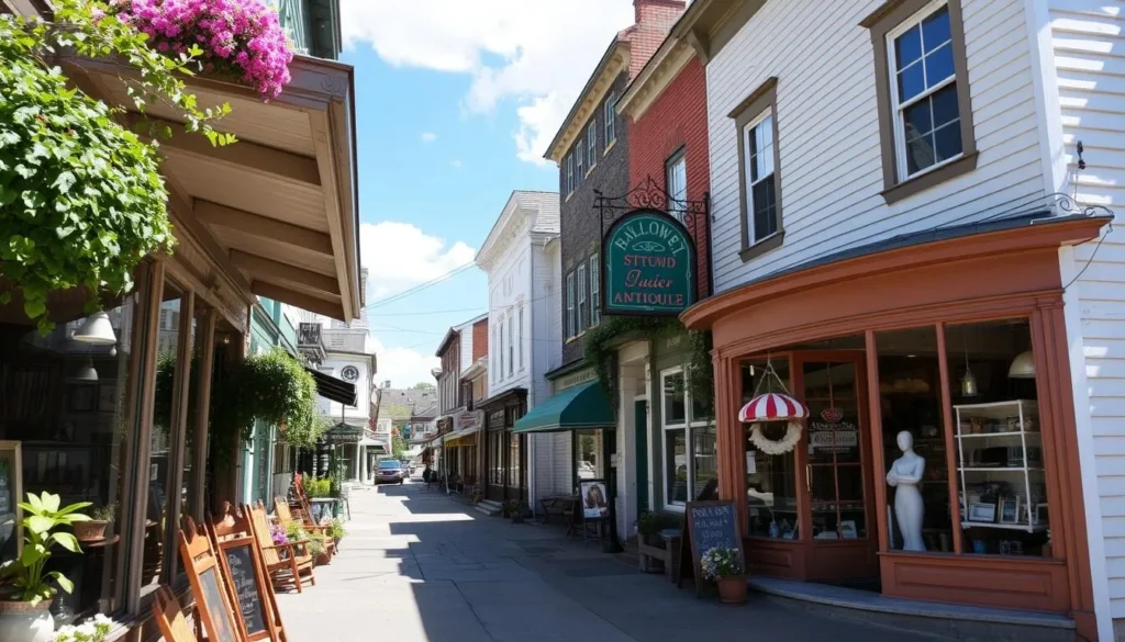 An image of Hallowell's charming antique shops along Water Street