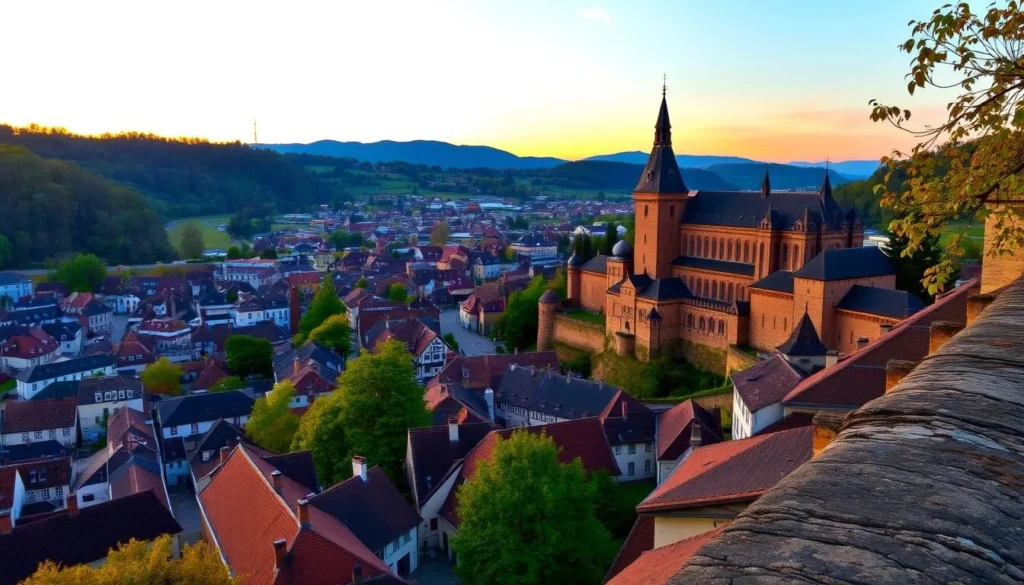An image of Heidelberg Castle and the Old Town