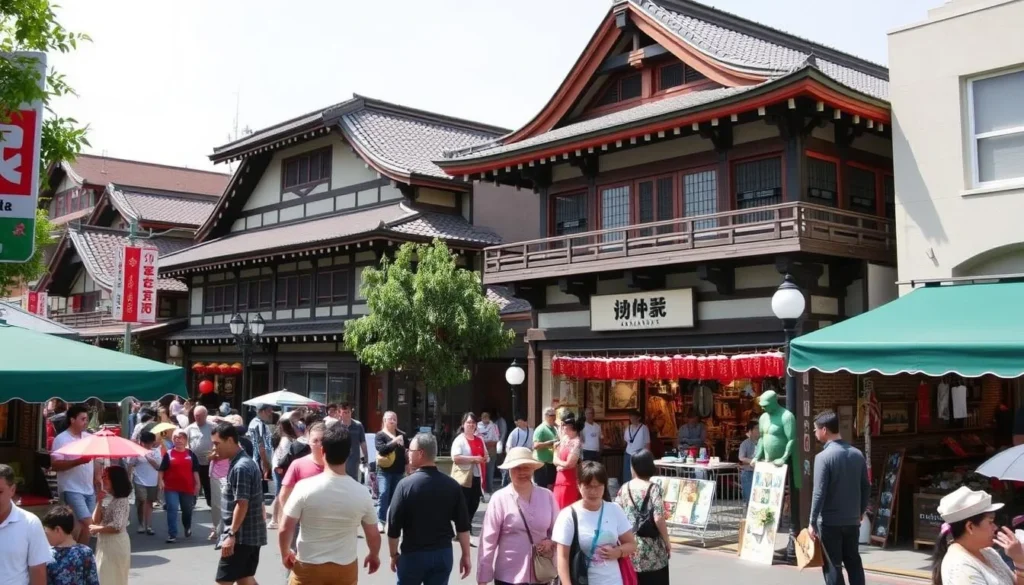 An image of Japantown San Jose with traditional Japanese architecture and cultural events.