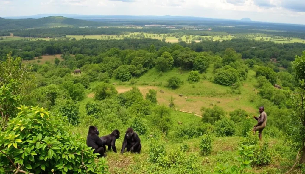 An image of Kahuzi-Biega National Park with lowland gorillas in their natural habitat.