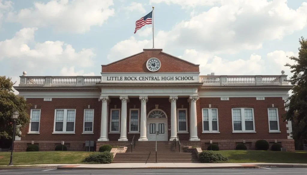 An image of Little Rock Central High School, highlighting its historical significance during the Civil Rights Movement.