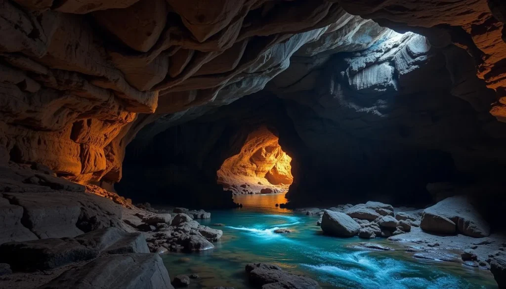 An image of Mammoth Cave National Park's massive caverns and underground rivers.