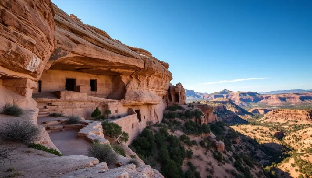 An image of Mesa Verde National Park's Cliff Palace, showcasing its intricate stone structures and stunning natural surroundings.