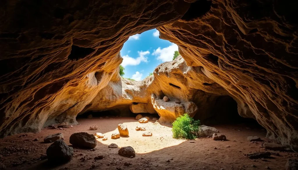 An image of Preacher's Cave, a serene and historically significant site on Eleuthera Island.