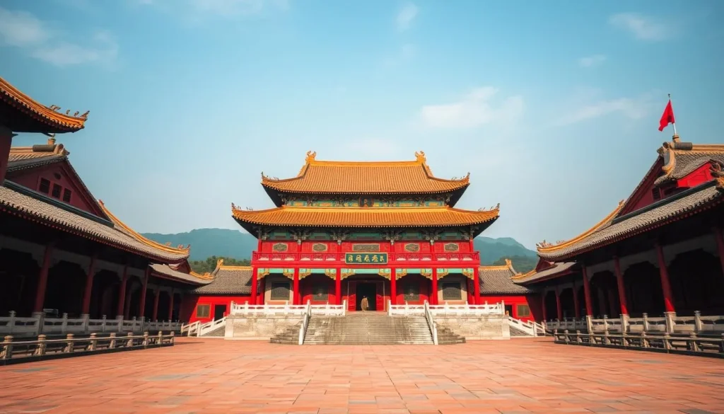 An image of Qiqushan Temple's vibrant halls and historical significance