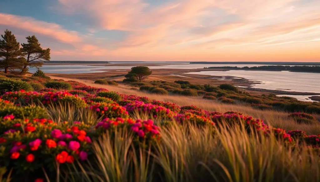 An image of Smith Island's scenic landscape with the Chesapeake Bay in the background.