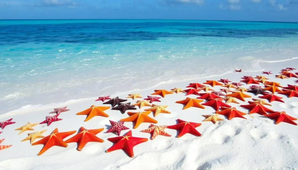 An image of Starfish Point on Grand Cayman, showcasing its clear waters and starfish.