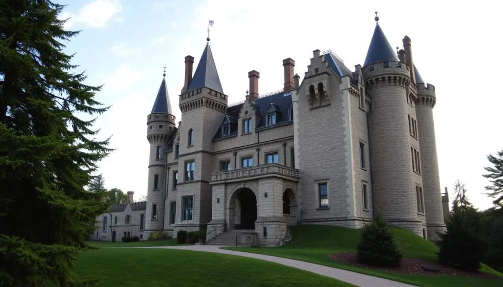 An image of Warner Castle, a Scottish-style castle in Highland Park, Rochester, NY