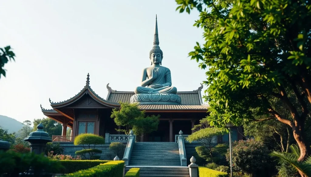 An image of a Buddhist temple site or a notable statue