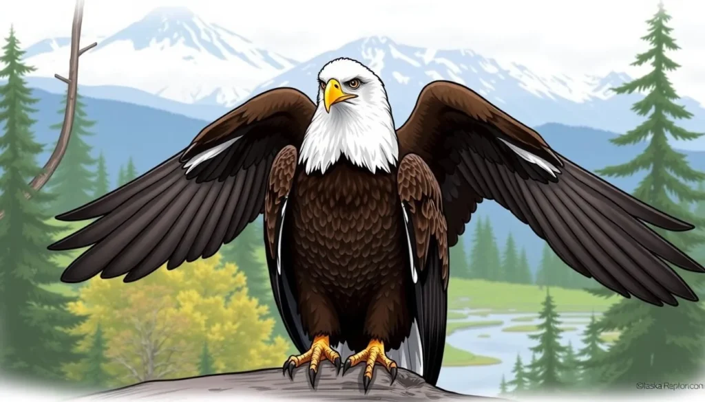 An image of a bald eagle at the Alaska Raptor Center, Sitka