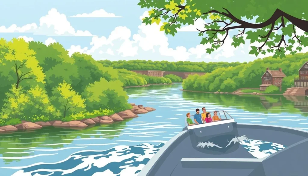An image of a boat tour on the Wisconsin River