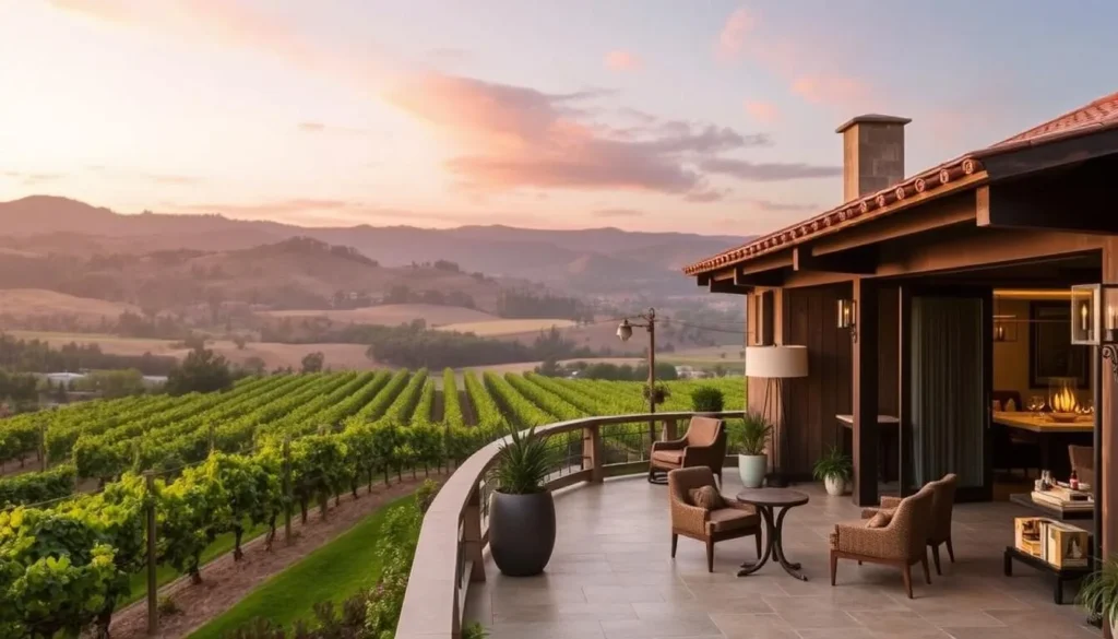 An image of a boutique hotel in Napa Valley with stylish decor.