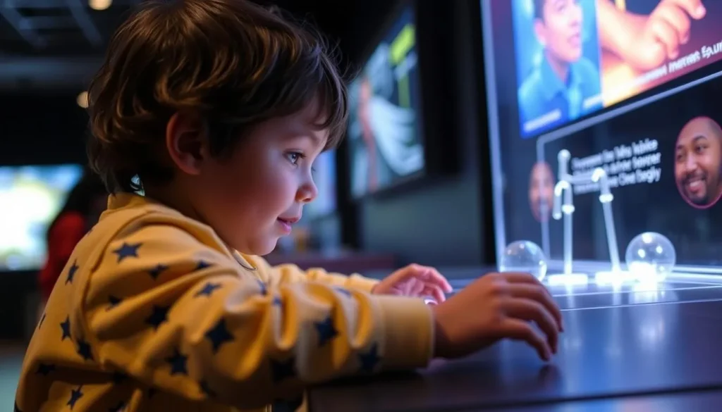 An image of a child interacting with an Exploratorium exhibit that demonstrates a scientific principle.