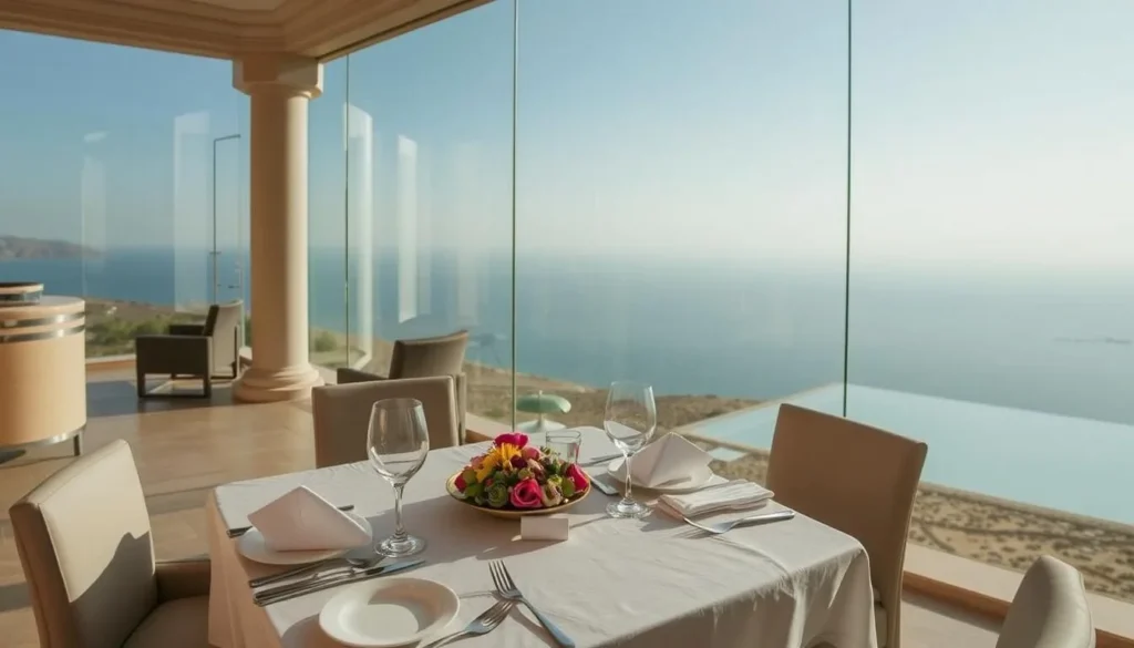 An image of a dining setup at Precious Jordan Villa overlooking the Dead Sea