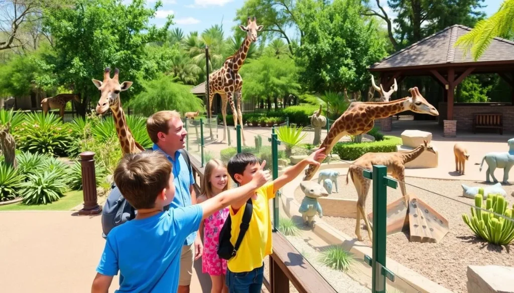 An image of a family observing animals at Reid Park Zoo