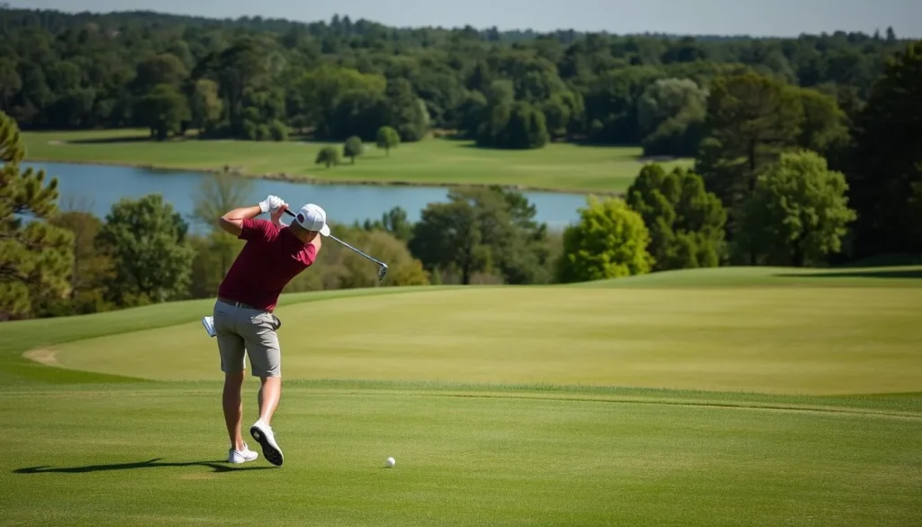 An image of a golfer at one of the nearby golf courses, showcasing the variety of golfing options available near Hammond.