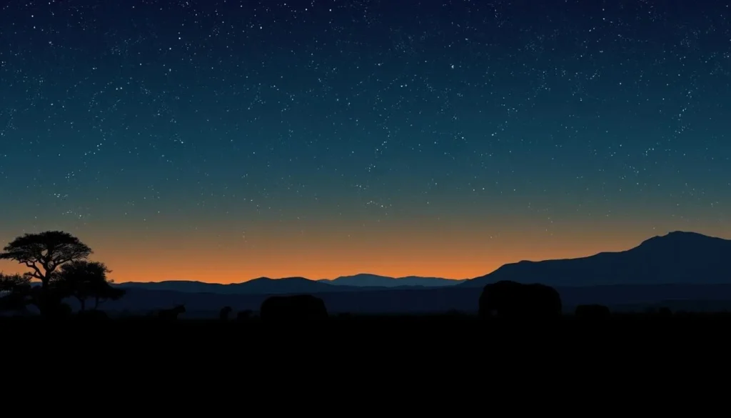 An image of a night safari in Lake Manyara or Tarangire National Park
