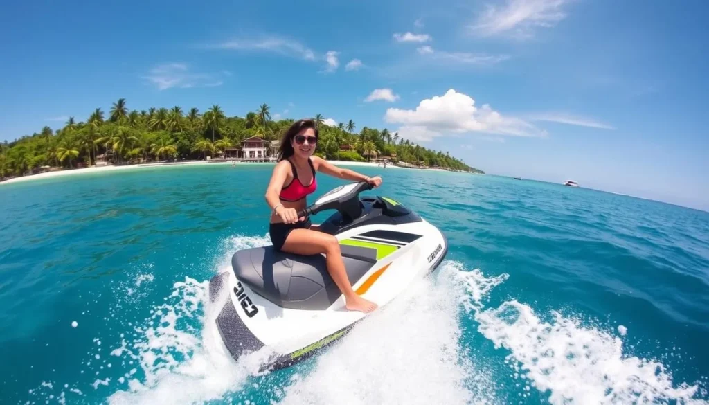 An image of a person riding a jet ski in Boracay's waters.