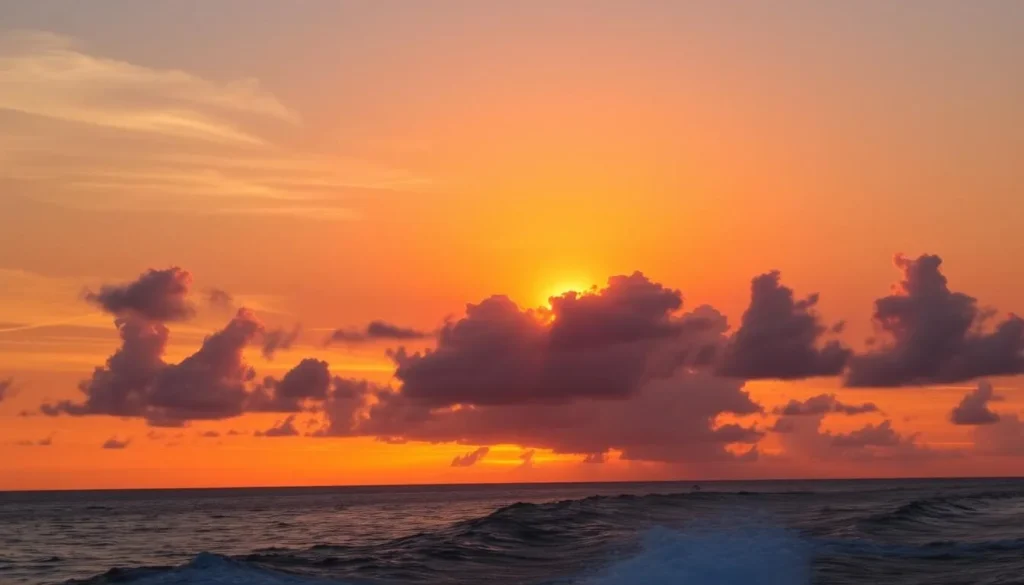 An image of a sunset cruise on the Gulf of Mexico, with the sun setting over the water.