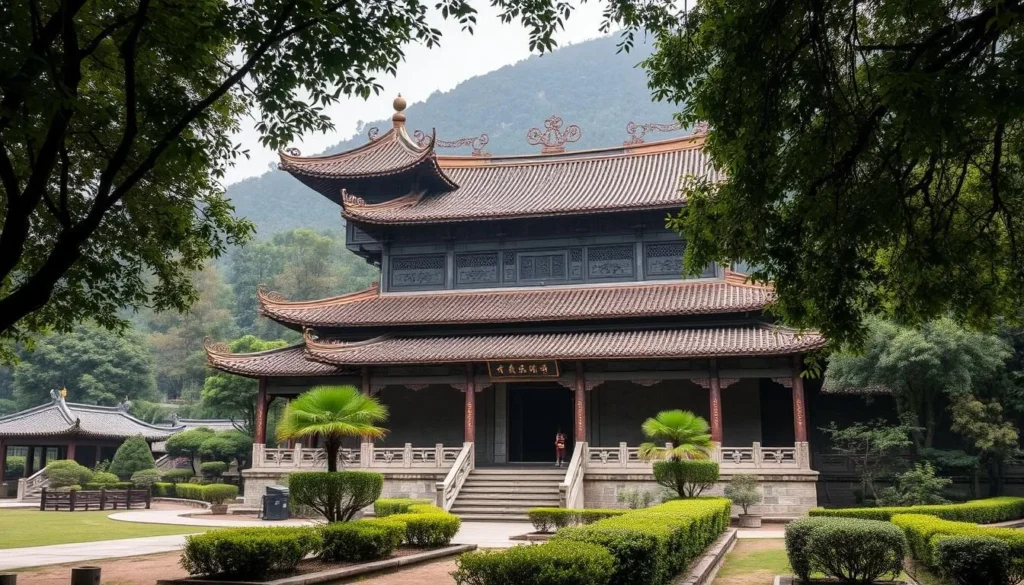 An image of an ancient temple in Shangrao, China, showcasing traditional Chinese architecture.