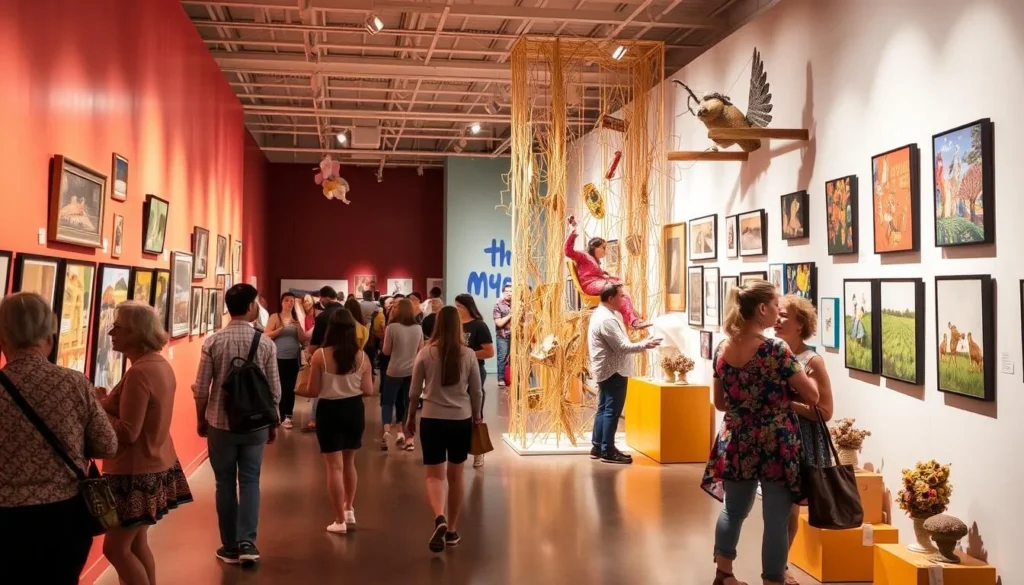 An image of an art exhibition or cultural display at the Henning Cultural Center.