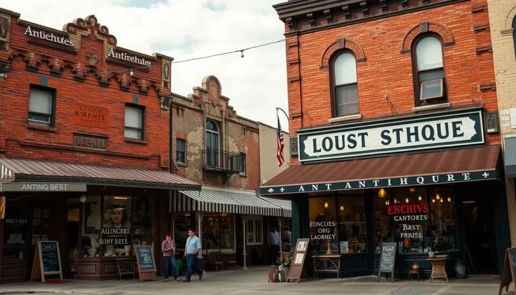 An image of antique shops in the West Bottoms Neighborhood
