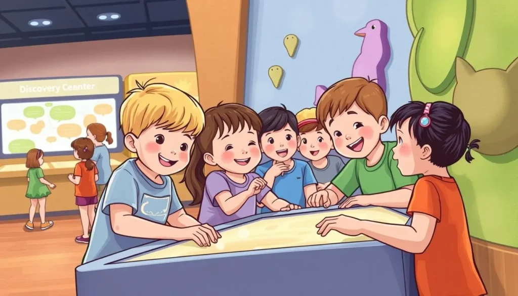 An image of children engaging with an interactive exhibit at the Discovery Center Museum
