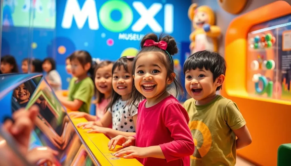 An image of children playing with the interactive exhibits at MOXI Museum.