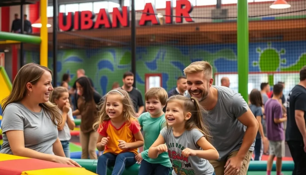 An image of families enjoying activities at Urban Air Adventure Park in Fishers, Indiana.