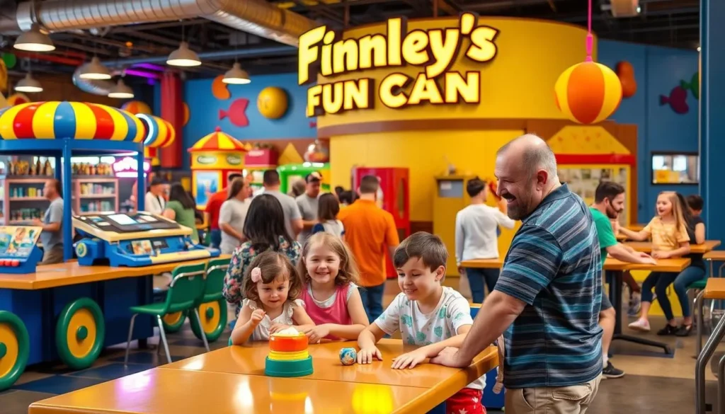 An image of families enjoying the various activities at Finley's Fun Center.