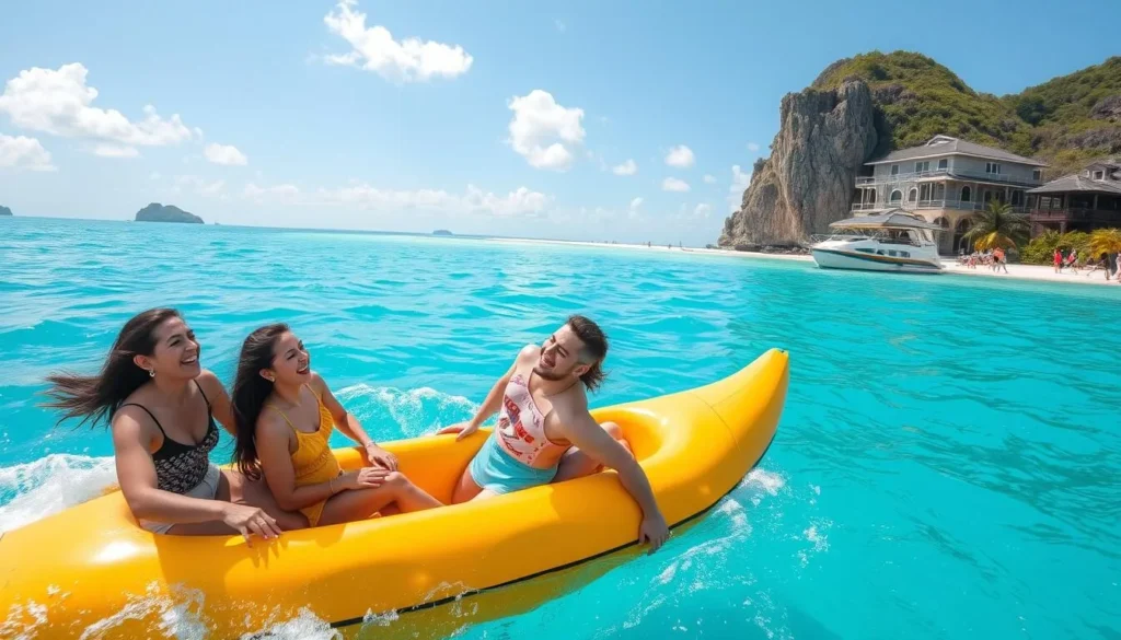 An image of people enjoying a banana boat ride in Boracay.