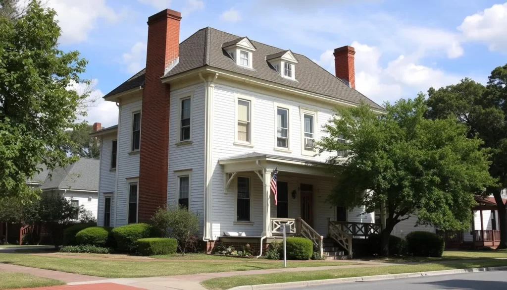 An image of the 1897 Poe House, a well-preserved historic home in Fayetteville, North Carolina.