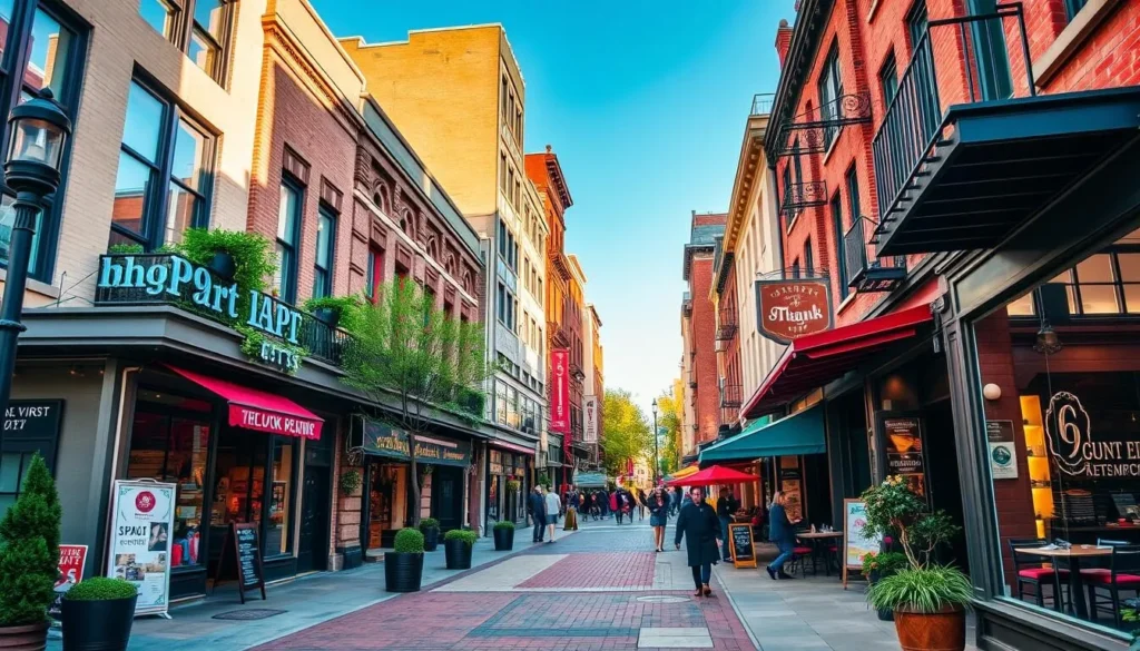 An image of the 9th and 9th District in Salt Lake City, showcasing its trendy shops and restaurants.