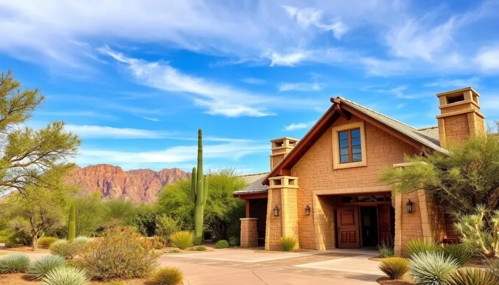 An image of the Arizona-Sonora Desert Museum's entrance, showcasing its natural and rustic design amidst the Sonoran Desert landscape.