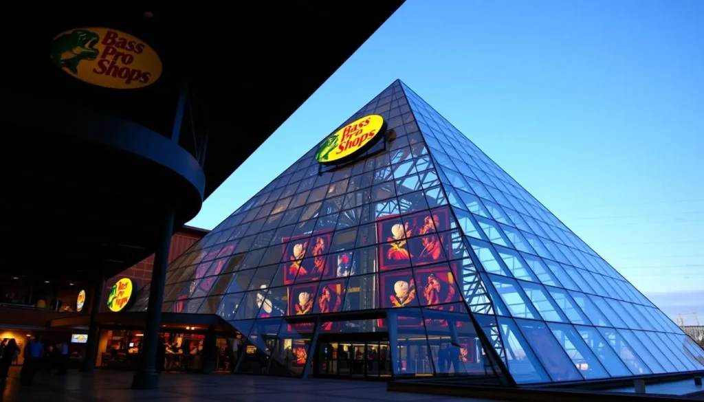 An image of the Bass Pro Shops Pyramid's exterior or interior