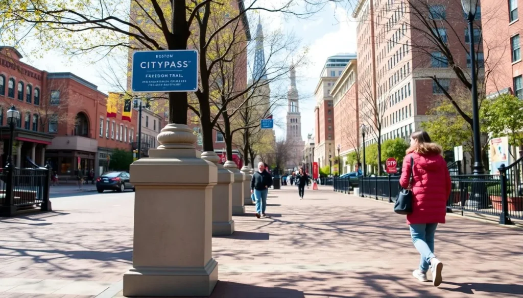 An image of the Boston CityPASS or a person walking the Freedom Trail