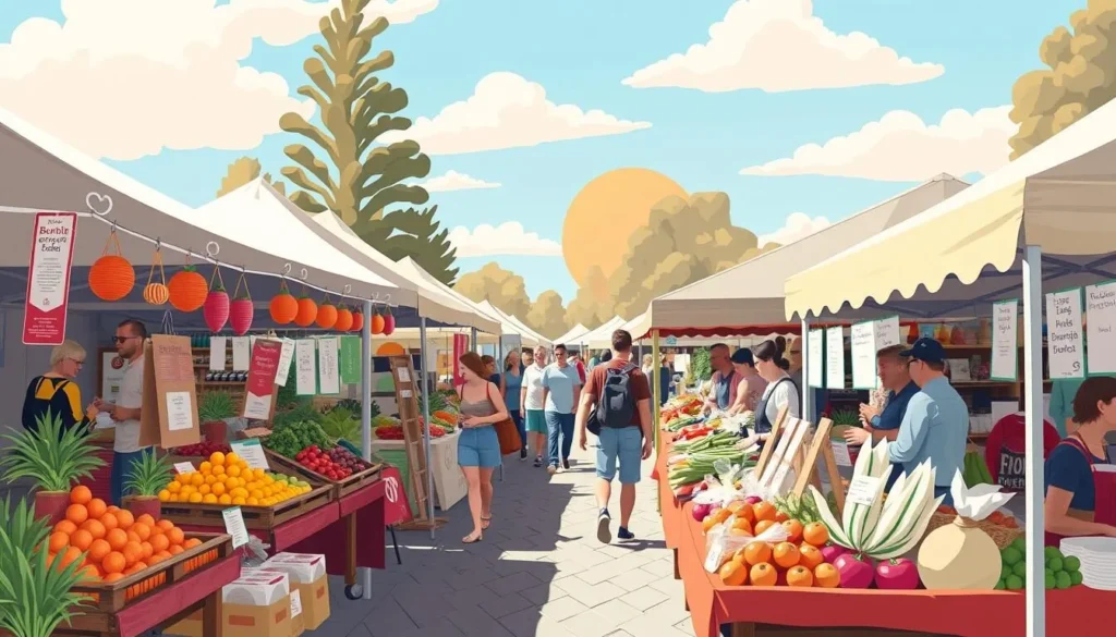 An image of the Burnie Farmers Market stalls