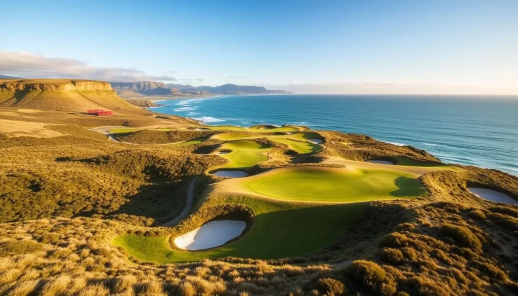 An image of the Burnie Golf Club's challenging 18-hole course set against stunning coastal scenery.