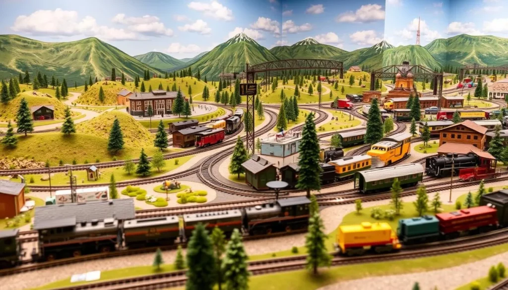 An image of the Colorado Model Railroad Museum's largest display, showcasing intricate model trains and detailed landscapes.