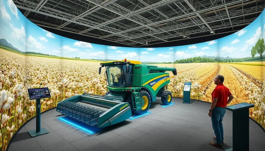 An image of the Cotton Harvesting Simulator at the FiberMax Center for Discovery