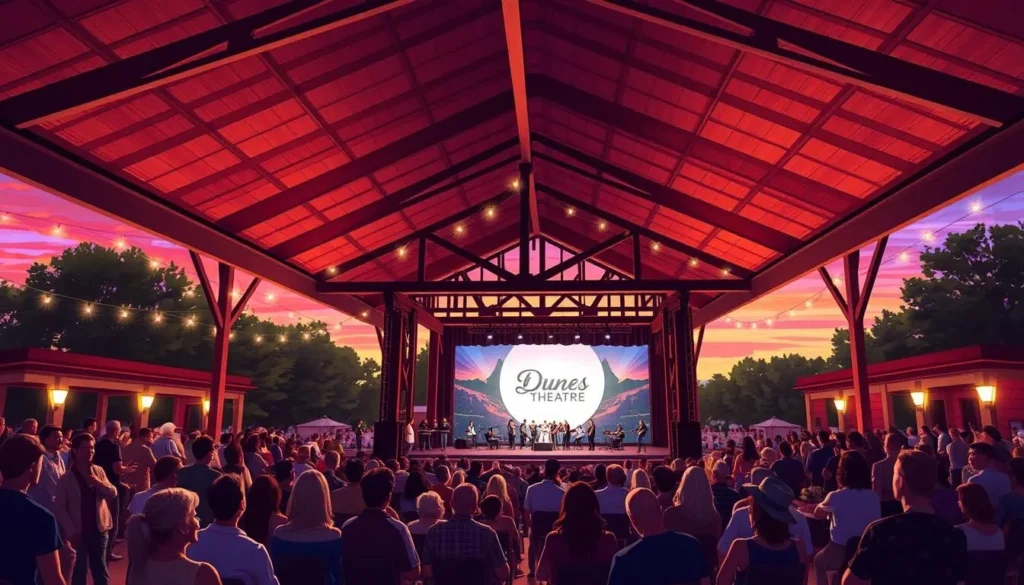 An image of the Dunes Summer Theatre's outdoor pavilion during a performance.
