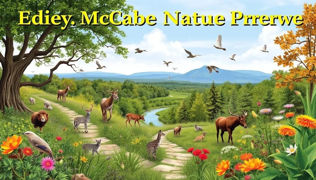 An image of the Edward H. McCabe Nature Preserve's scenic trails and diverse wildlife.