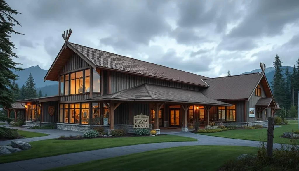 An image of the Elwha Klallam Heritage Center, a cultural facility showcasing the history and traditions of the Elwha Klallam tribe.
