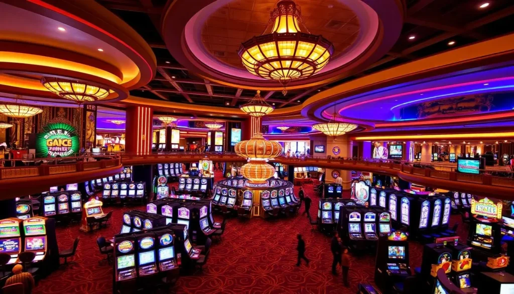 An image of the French Lick Casino interior, showcasing its vibrant atmosphere and gaming area.