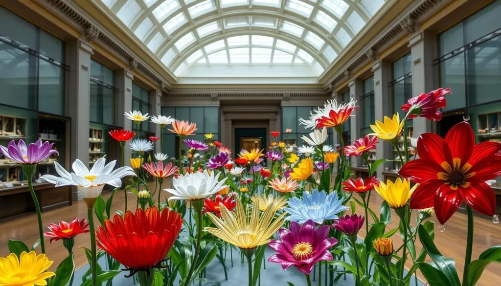 An image of the Harvard Museum of Natural History's glass flower collection