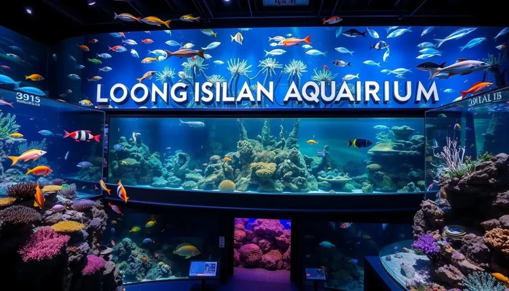 An image of the Long Island Aquarium in Riverhead, featuring its diverse marine life exhibits.