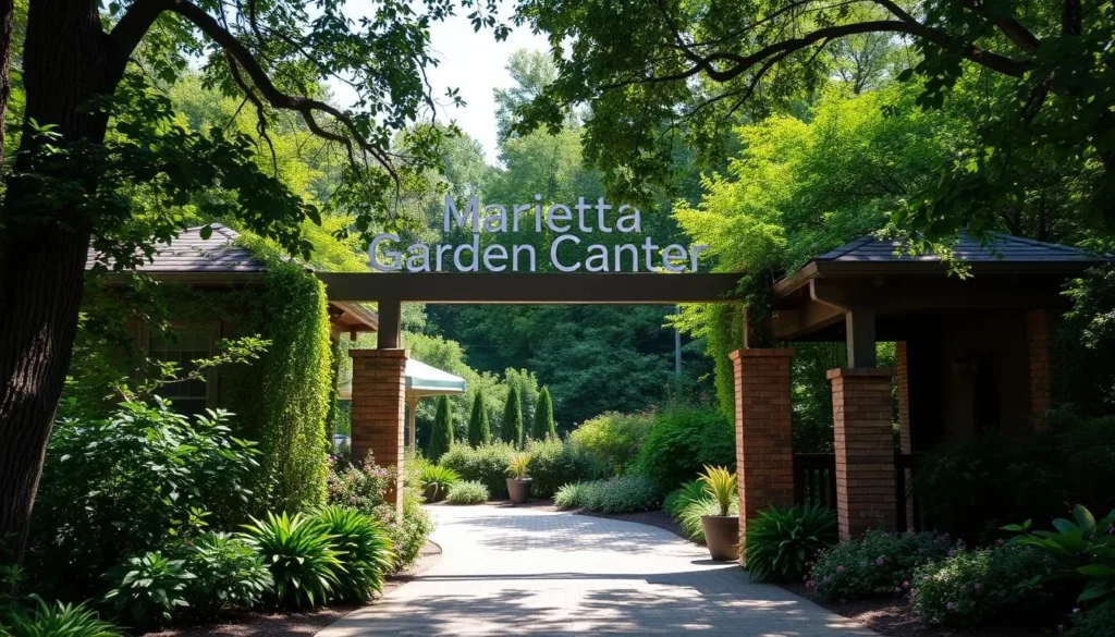 An image of the Marietta Educational Garden Center's entrance, showcasing its serene and natural beauty.