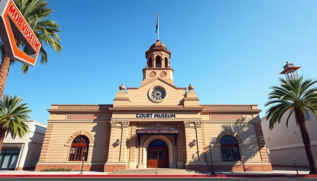 An image of the Mob Museum's historic courthouse facade